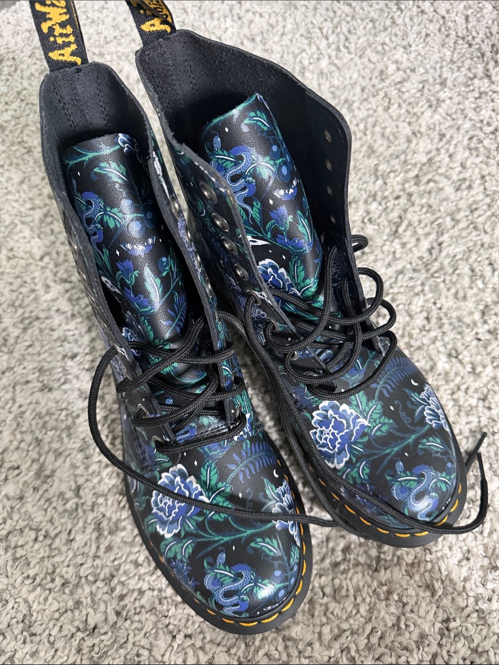 Dr. Martens Black Floral Lace-Up Combat Boots- NEVER worn! - Picture 5 of 5